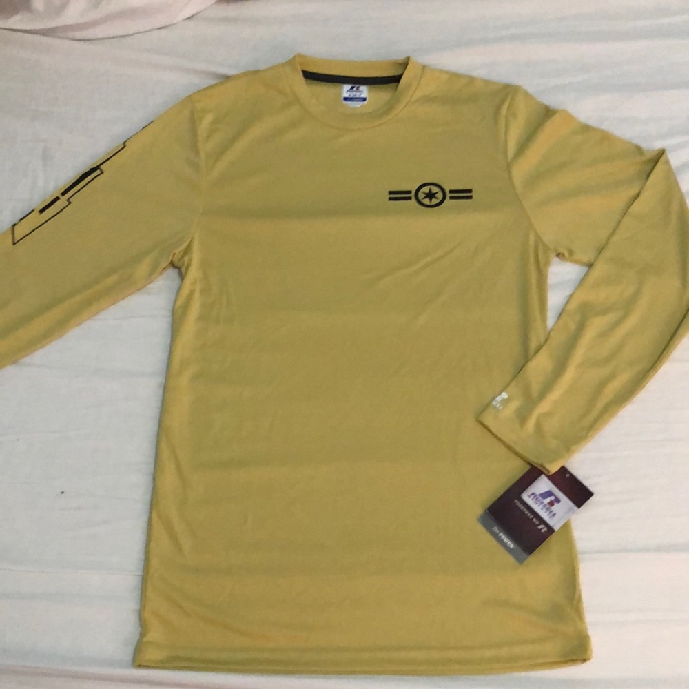 Russell Athletic Dri-power long sleeve tee, Military gold NWT